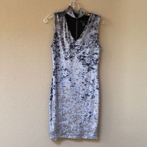 Crushed Velvet Collared Dress